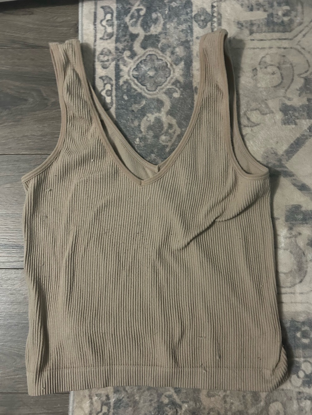 Rue21 Ribbed V-Neck Tank Top - Taupe
